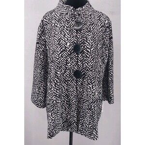 Black White Long Sweater Overcoat Large Button Accent JM Collection Size XL NWT